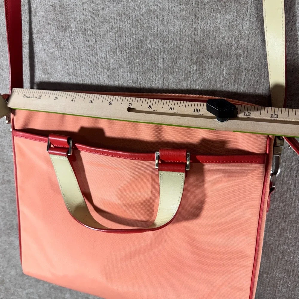 TUMI Nylon Messenger Bag Womens Orange Trim Laptop Travel Crossbody